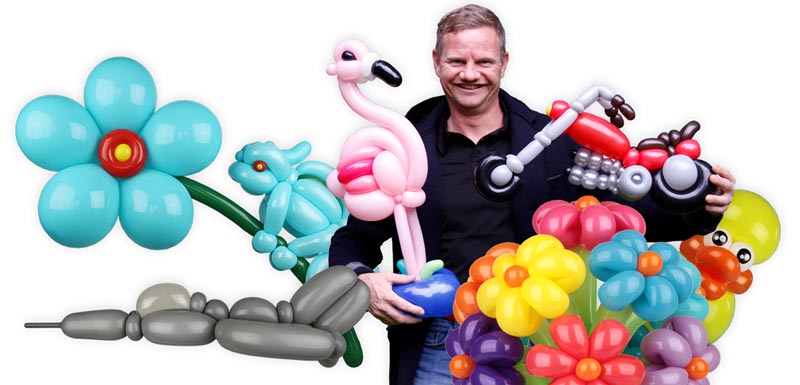 Ballonartiest Pieter met ballonfiguren