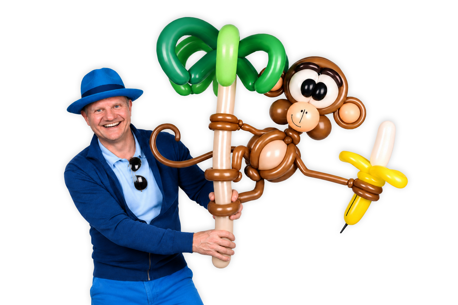 Header ballonnenman aap met palmboom